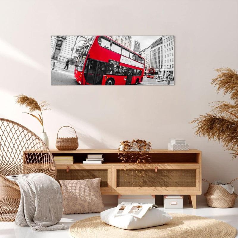 Wandbilder Dekoration Wohnzimmer Bus London Reise Tourismus Panorama Bilder auf Leinwand 120x50cm Le