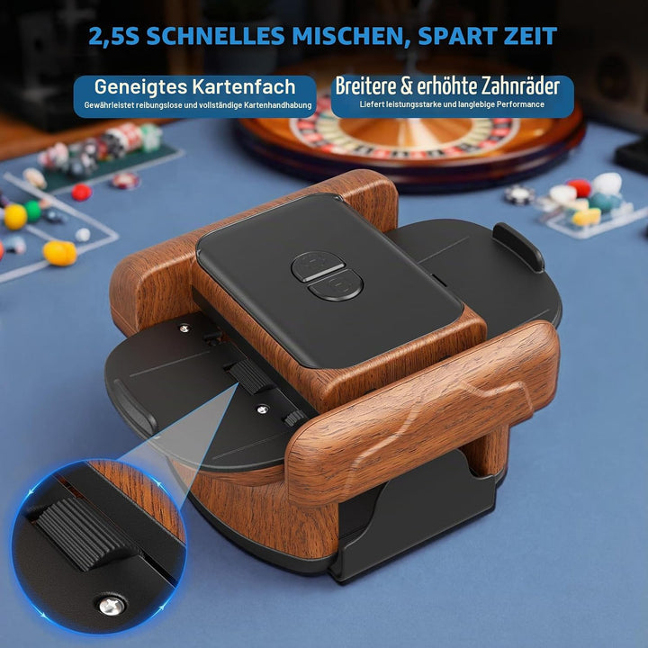Automatischer Kartenmischer mit 2 Modi – Kompatibel mit Poker, Bridge, UNO &amp; mehr – Wiederverwendbar