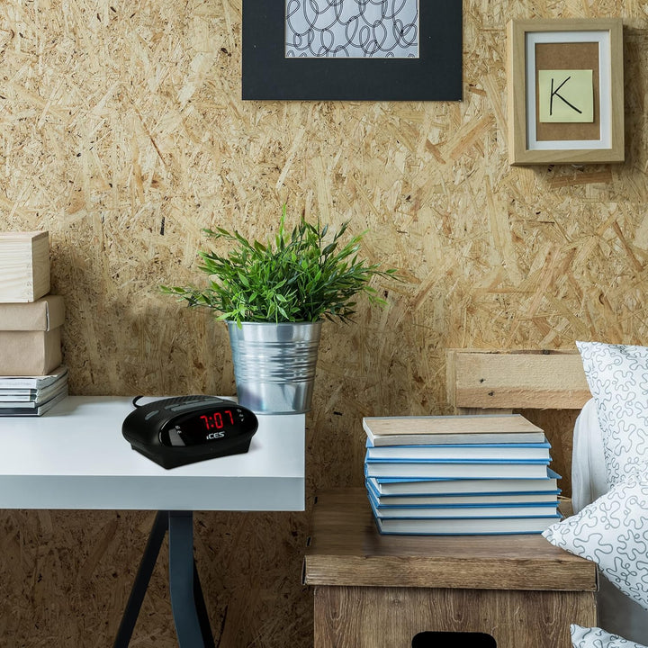 iCES ICR-210 Uhrenradio - Radiowecker mit 2 Weckzeiten - PLL FM - Schlummerfunktion - Sleeptimer - G