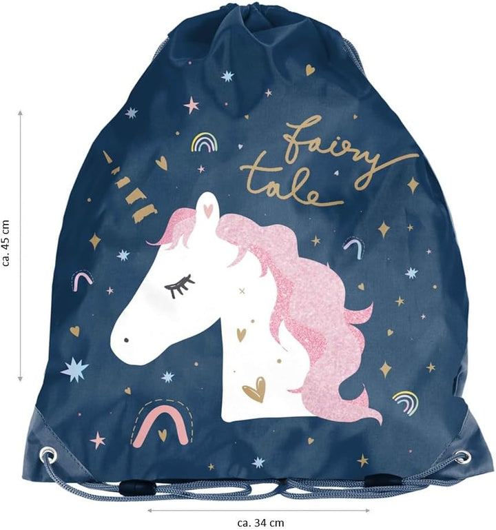 Unicorn Einhorn Kindergarten-Rucksack Set 4tlg. mit Brotdose, Trinkflasche und Turnbeutel Be