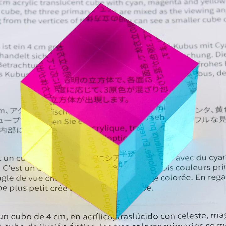 ZhuoChiMall CMY Mixing Color Cube, 40 mm (1,57 Zoll) Acrylwürfelprisma, CMYcube für Heim- oder Bürod