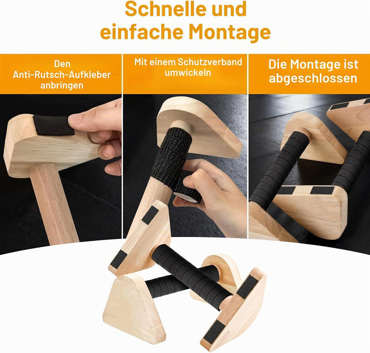 Liegestützgriffe aus Holz, 2 Stück Parallettes 20cm, Rutschfeste Handstand Griffe Nachhaltige, Calis