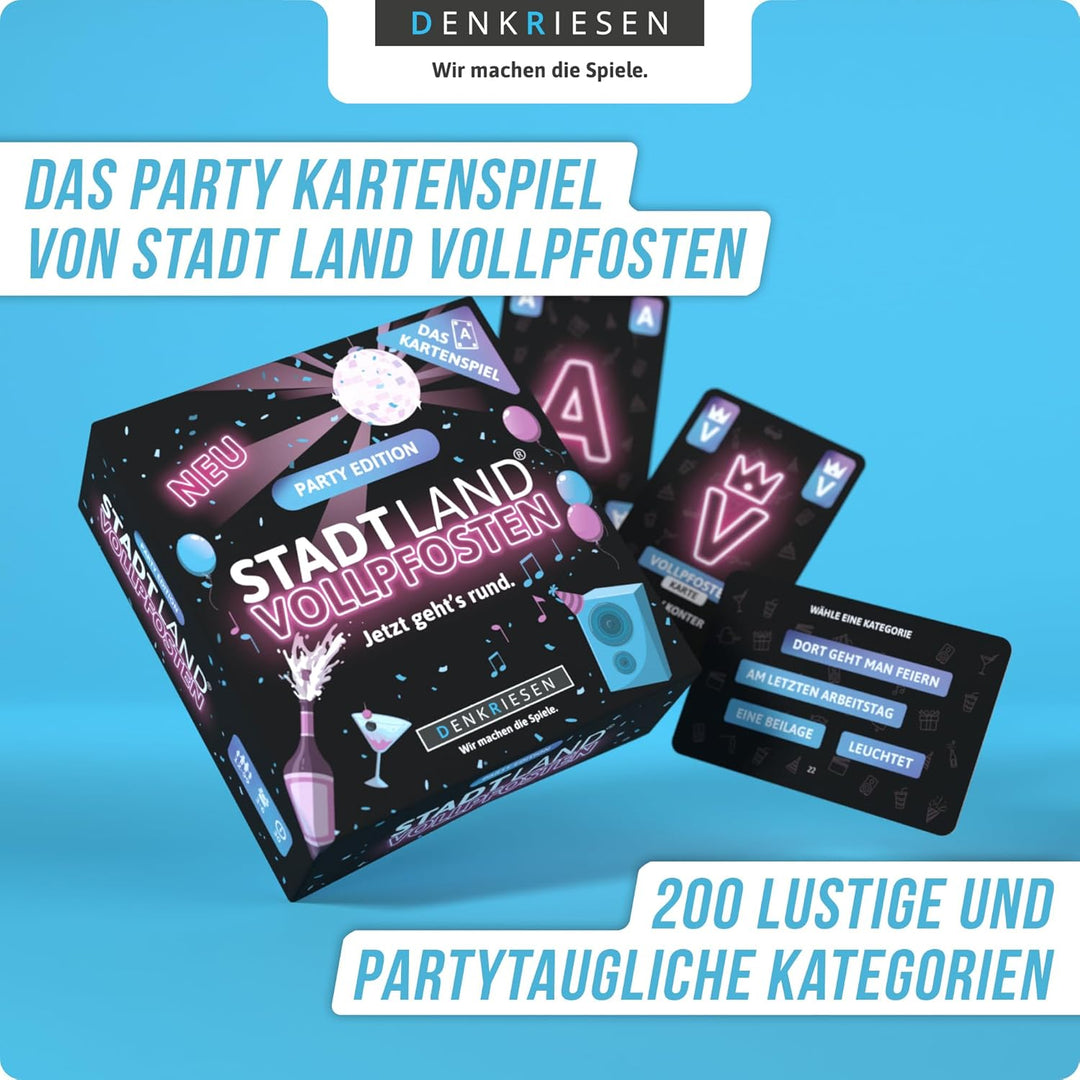 DENKRIESEN - Stadt Land VOLLPFOSTEN® – Das Kartenspiel – Party Edition Jetzt geht&