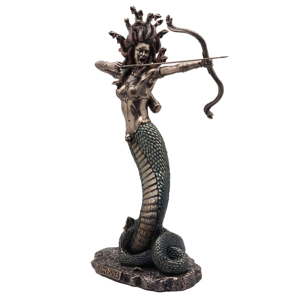 Veronese Design Furious Medusa Schiesspfeil aus Kunstharz, Bronze Finish, handbemalt, 36 cm, L
