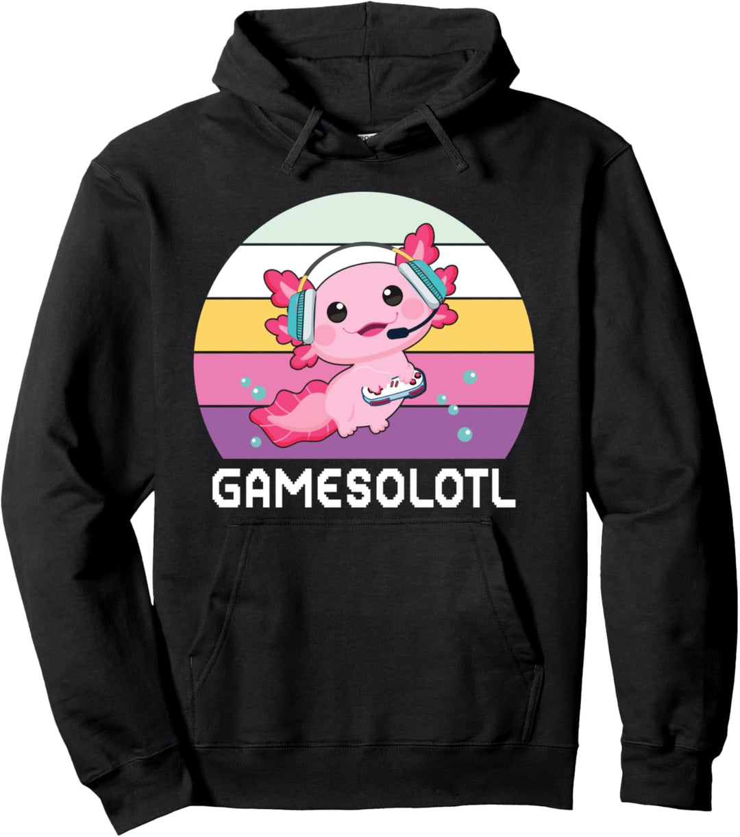 Axolotl Gamesolotl Axolotl Netter Kawaii Axolotl Anime-Spieler Pullover Hoodie
