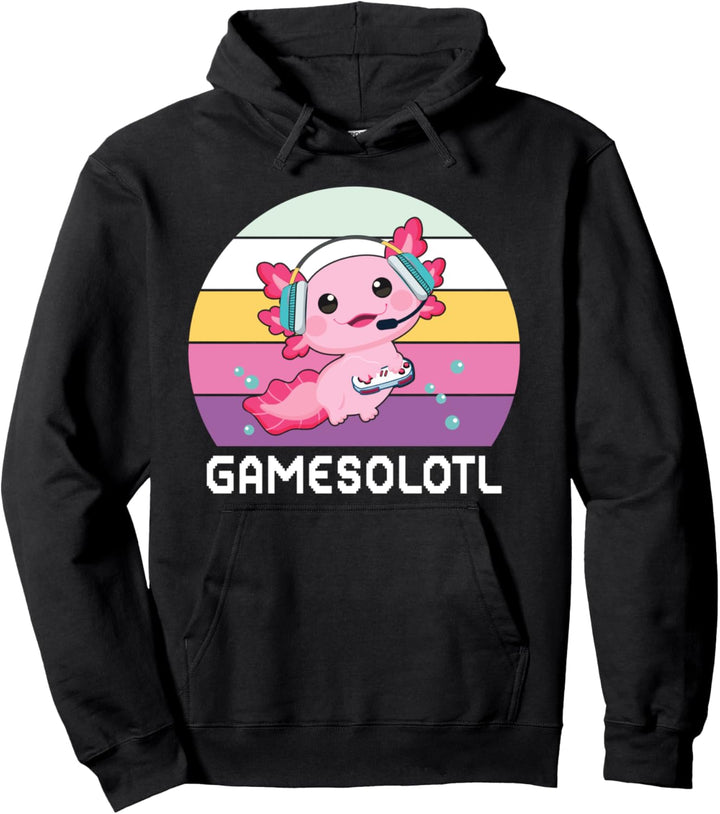 Axolotl Gamesolotl Axolotl Netter Kawaii Axolotl Anime-Spieler Pullover Hoodie
