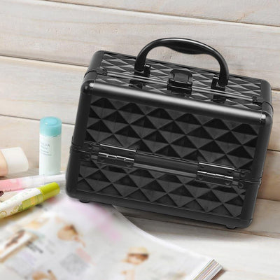 COSTWAY Beauty Case Schminkkoffer Kosmetikkoffer, Schmuckkoffer 23 x 15 x 18cm, Friseurkoffer mit Sp