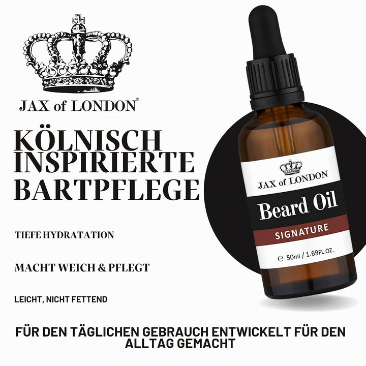 Jax of London Signature Bartöl für Männer 50 ml, Bartpflegeöl, Bartwachstumsöl für Männer, Bestehend