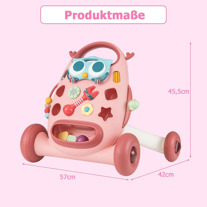COSTWAY Lauflernwagen Baby, Lauflernhilfe mitovalem Spieler & Formen-Sortierer, Laufhilfe mit Rassel