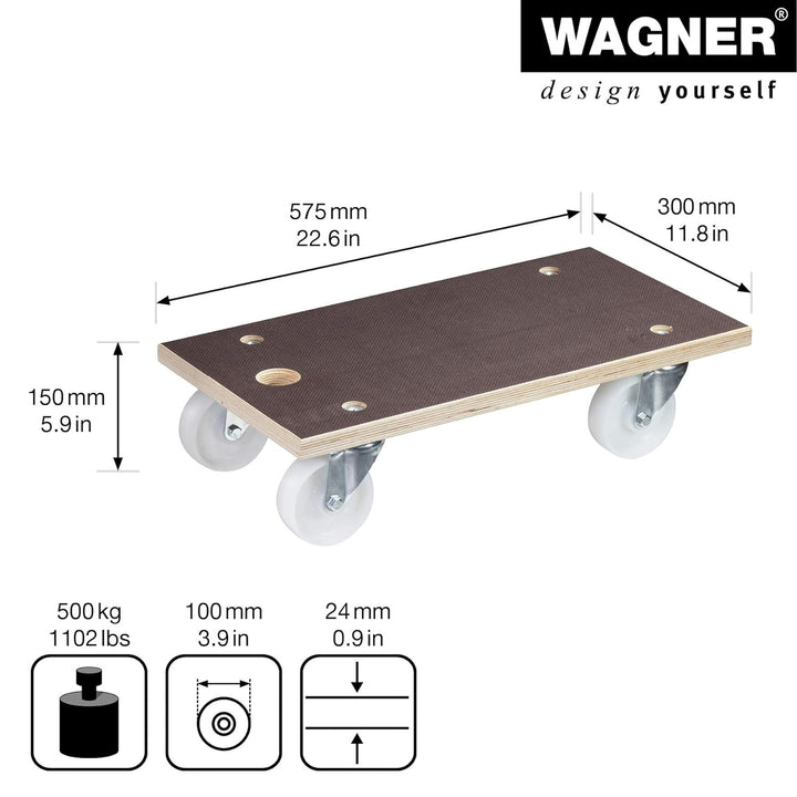 Wagner Transporthilfe MM 1143 I 57,5 x 30 x 15 cm - Tragkraft 500 kg - Multiplex - für schwer belade
