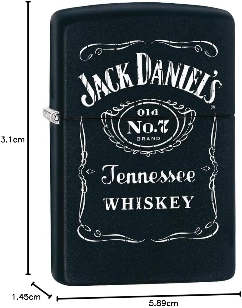 Zippo 2000409 Feuerzeug 60000604 Jack Daniel's Old No 7 Brand Benzinfeuerzeug, Messing, black matte