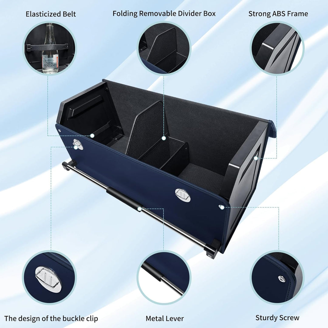 XCF 60L Premium Leder Kofferraumtasche mit Fach, Auto Kofferraum Organizer mit Deckel und Stabiler P