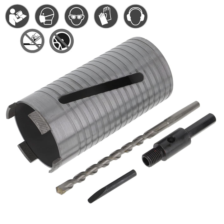 PRODIAMANT Diamant Bohrkrone ø 82mm Nutzlänge 150mm mit 6-Kant Adapter lasergeschweisst für trocken