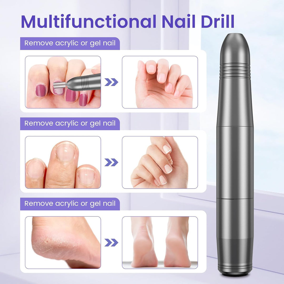 Nagelfräser, Nagelfräser für Gelnägel, Elektrische Nagelfeile 20000 u/Min Verstellbare Geschwindigke