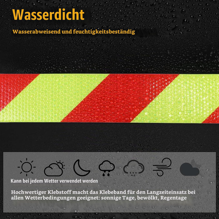 Reflektierendes Klebeband Rot &amp; Gelb 15 cm x 10 m Wasserdicht Reflektierendes Klebeband, Selbstklebe