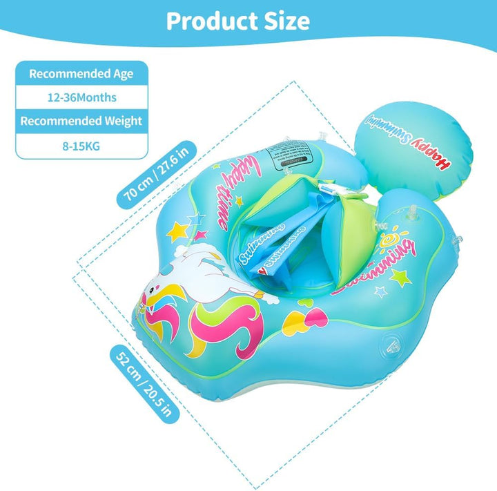 Baby Schwimmring mit Sonnendach und Sicherheitssitz, Baby Schwimmhilfe UPF50+, Floating Ring für Kin