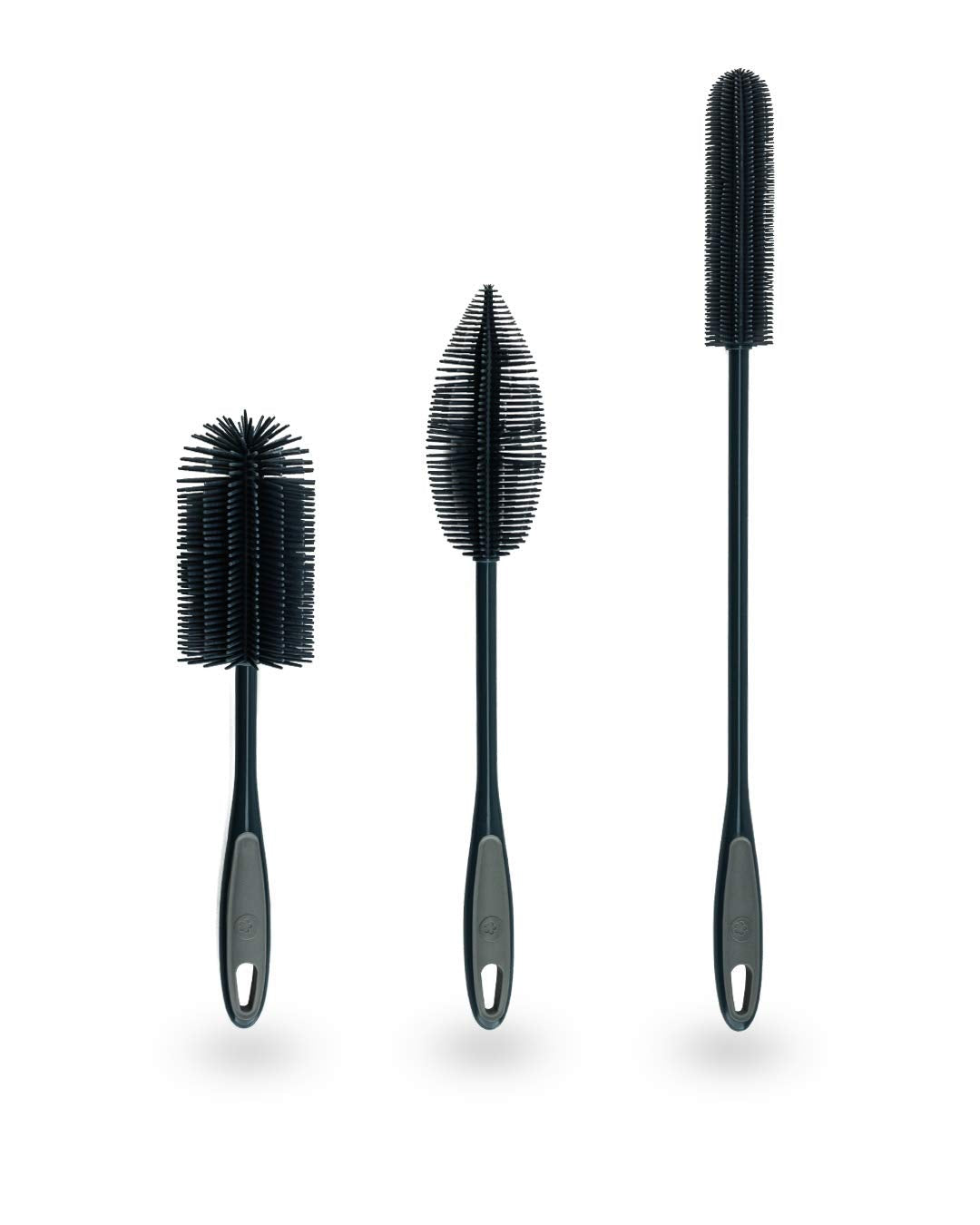 Kochblume Silikonbürsten 3er Set mit Wechselköpfen | Flaschenbürste, Spülbürste, Antibakteriell, Kei