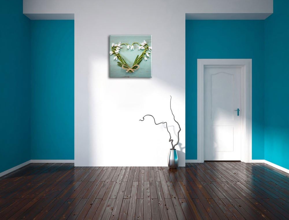 Pixxprint Herz aus Blumen, Format: 70x70 auf Leinwand, XXL riesige Bilder fertig gerahmt mit Keilrah
