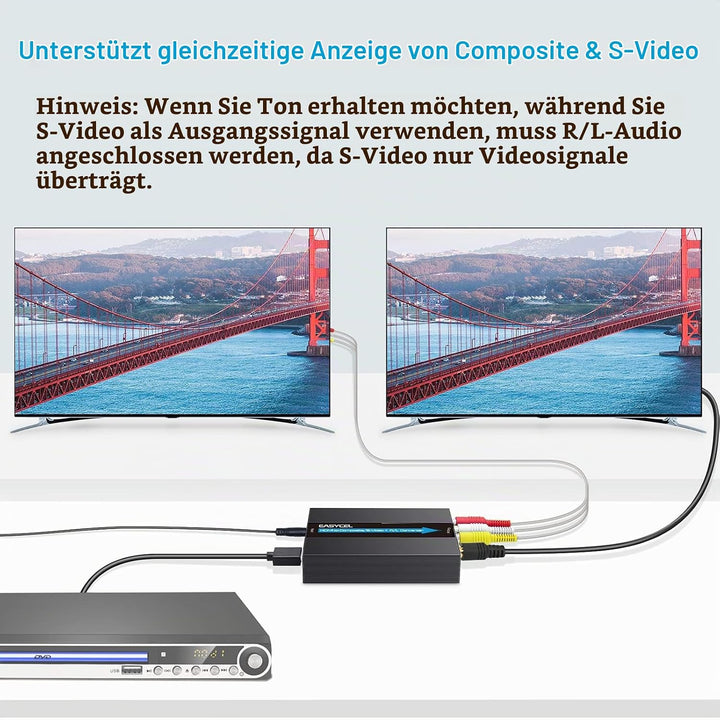 EASYCEL HDMI auf S-Video RCA Konverter mit S-Video und RCA Kabel, HDMI zu Svideo RCA Adapter, HDMI z