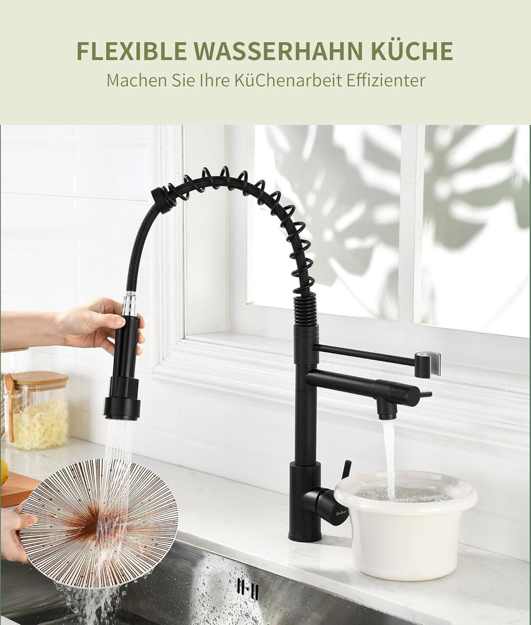 Wasserhahn Küche - Küchenarmatur mit Ausziehbar Brause,360° Schwenkbar Hochdruck Mischbatterie Küche