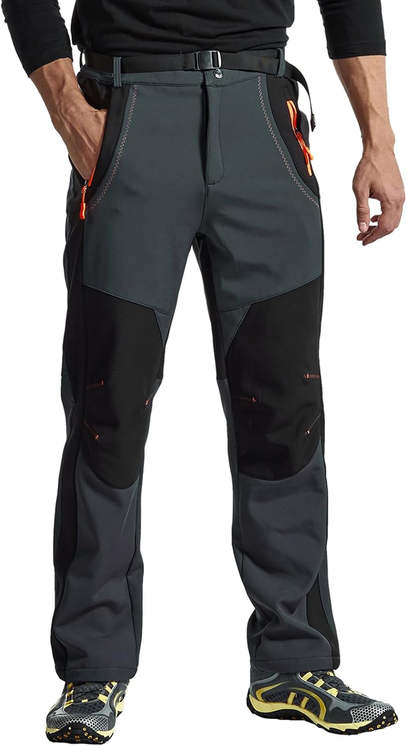 donhobo Herren Wanderhose Gefüttert Winterhose Wasserdicht Winddicht Warm Verdickte Softshellhose Ou