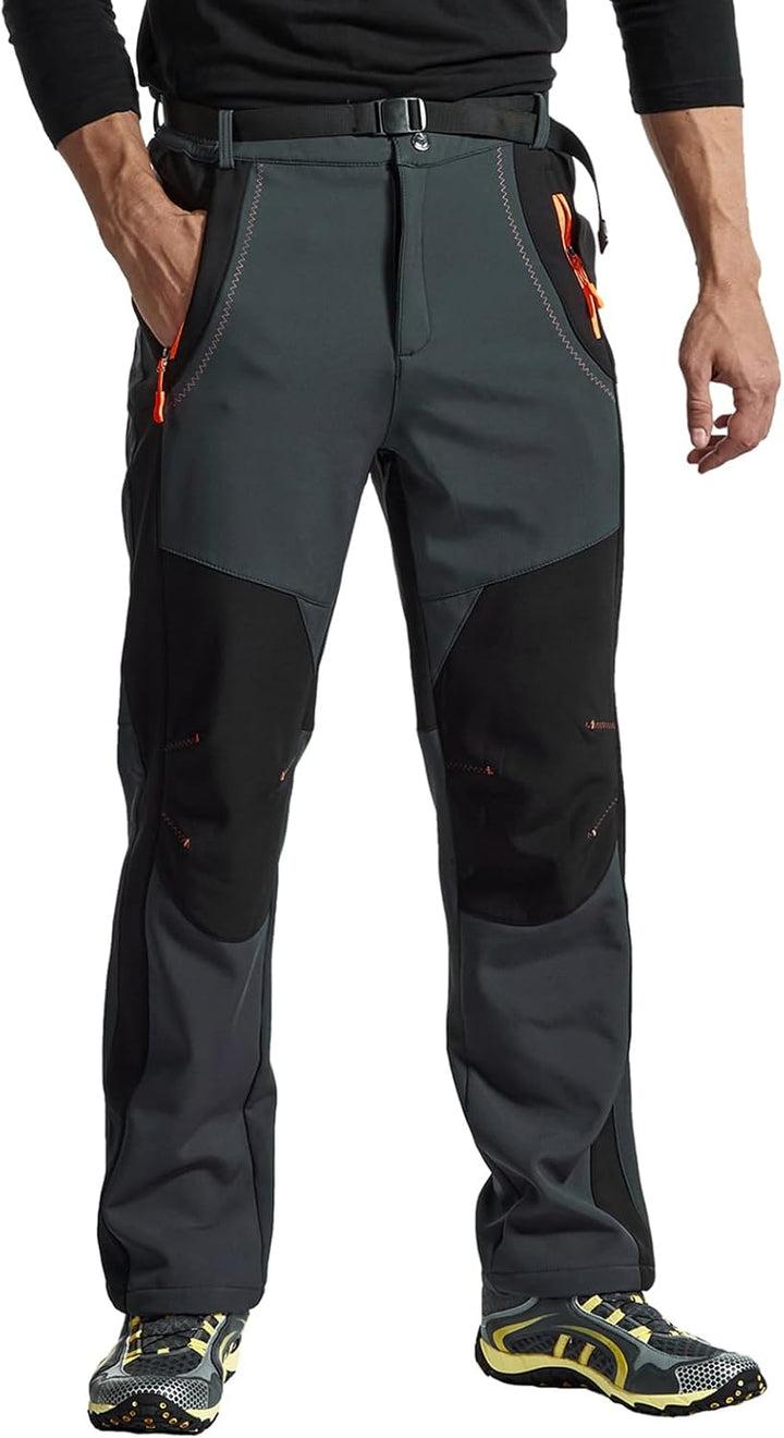 donhobo Herren Wanderhose Gefüttert Winterhose Wasserdicht Winddicht Warm Verdickte Softshellhose Ou