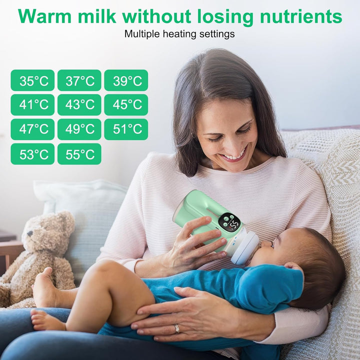 Mobiler Flaschenwärmer Baby, 8000mAh Akku milchwärmer baby unterwegs mit Temperaturmemory Nachtlicht