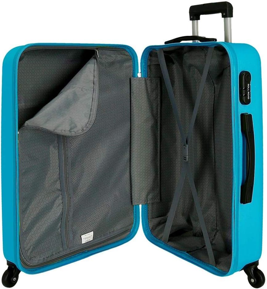 Roll Road Flex Kofferset Blau 55/65/75 cms Hartschalen ABS Kombinationsschloss 182L 4 Räder