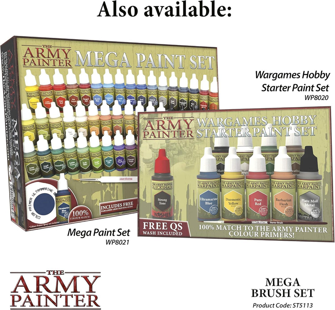 The Army Painter | Wargames Mega Pinselset | 10 Pinsel | Kolinsky-Rotmarder, Kunsthaar Pinsel | Grun