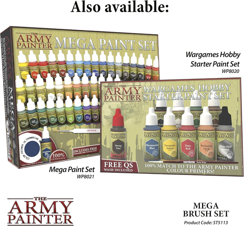 The Army Painter | Wargames Mega Pinselset | 10 Pinsel | Kolinsky-Rotmarder, Kunsthaar Pinsel | Grun