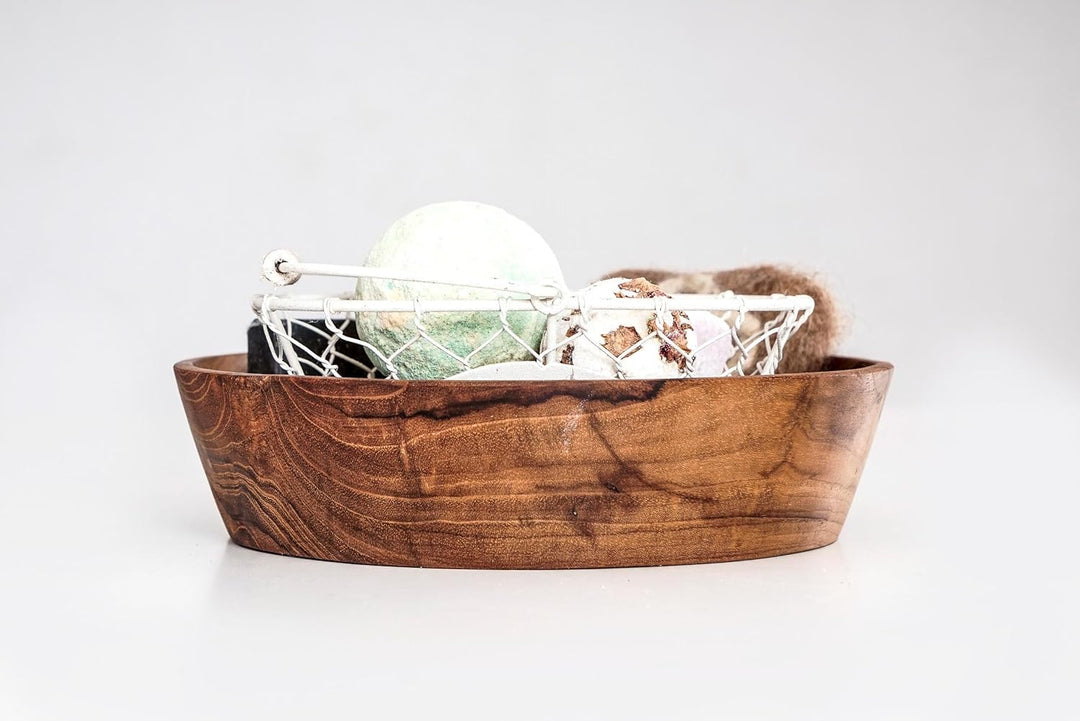 Windalf Holzschale AYLEEN Ø 21 cm Salatschale Obstschale Suppenteller Handarbeit