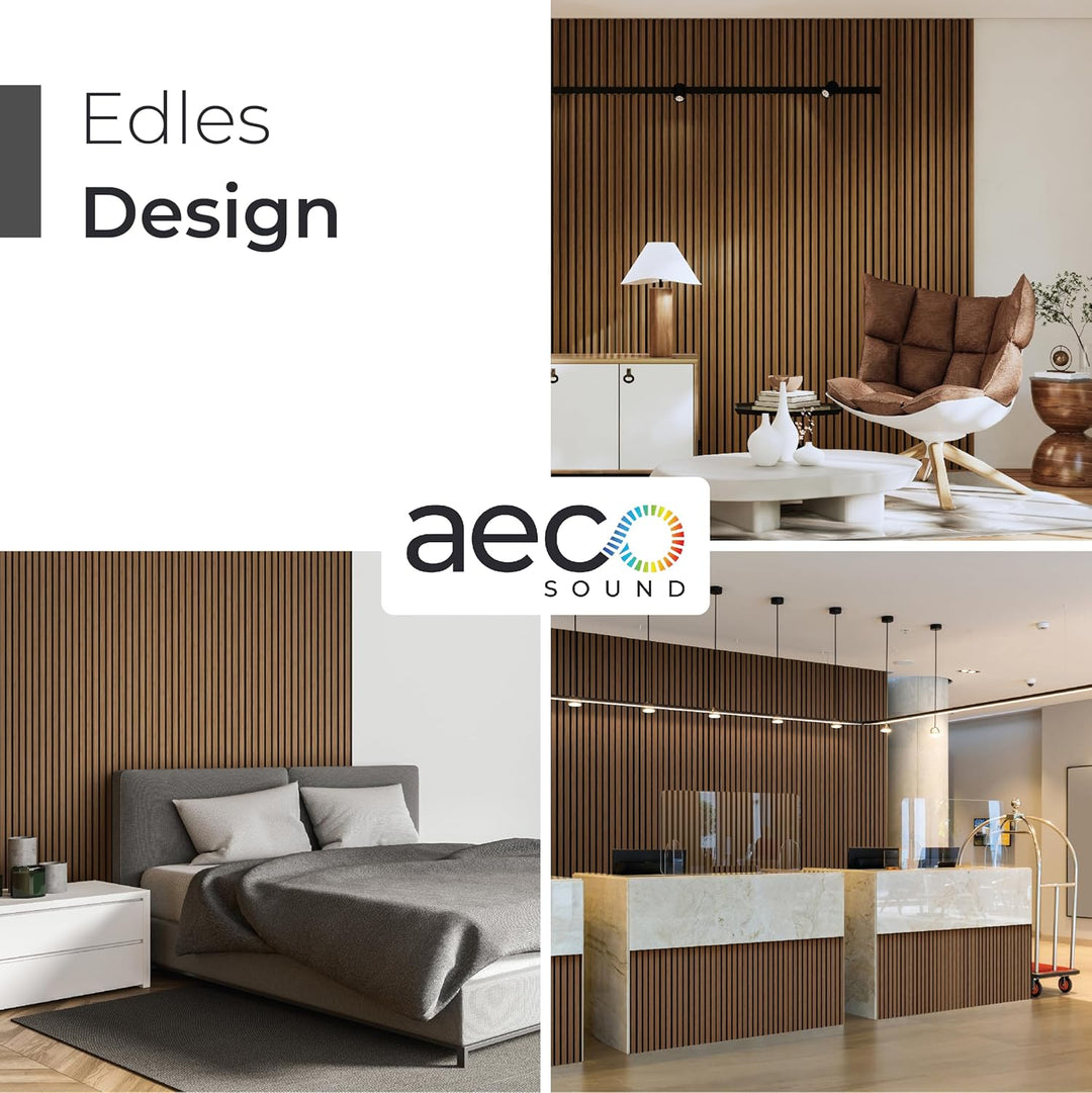 Aeco Sound® Akustikpaneele Holz – 4er-Set | 120x60cm | Echtholz Walnuss & Akustikfilz Schwarz – 3D W