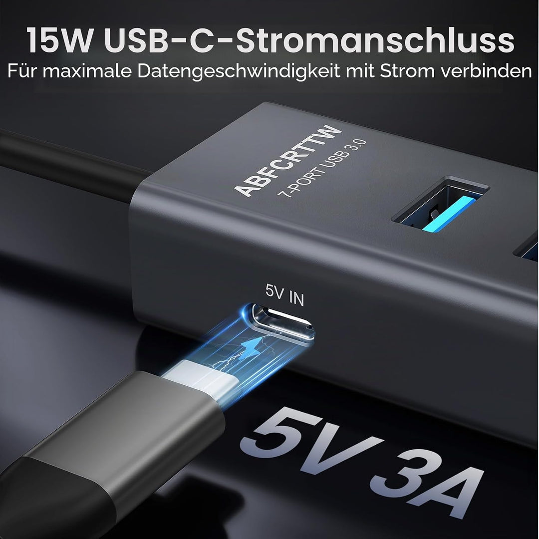 USB C auf USB Adapter, Aluminium USB C Hub 5Gbps Mit 4 USB-A & 3 USB-C Port, USB C Verteiler Mehrfac