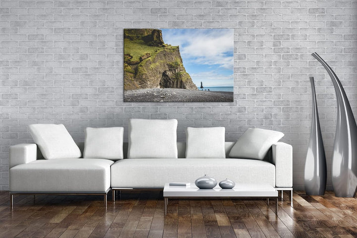 deyoli riesige Klippen in Island im Format: 60x40 als Leinwandbild, Motiv fertig gerahmt auf Echthol