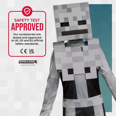 Minecraft Skeleton Costume for Kids, Video Game Inspired Character Outfit, Classic Child Size, XL