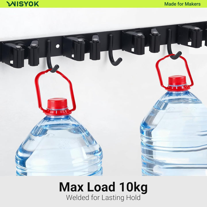 WISYOK Besenhalterung Wand 2pcs, 10 Halter + 8 Haken Schwerlast Gerätehalter, Edelstahl Gartengeräte