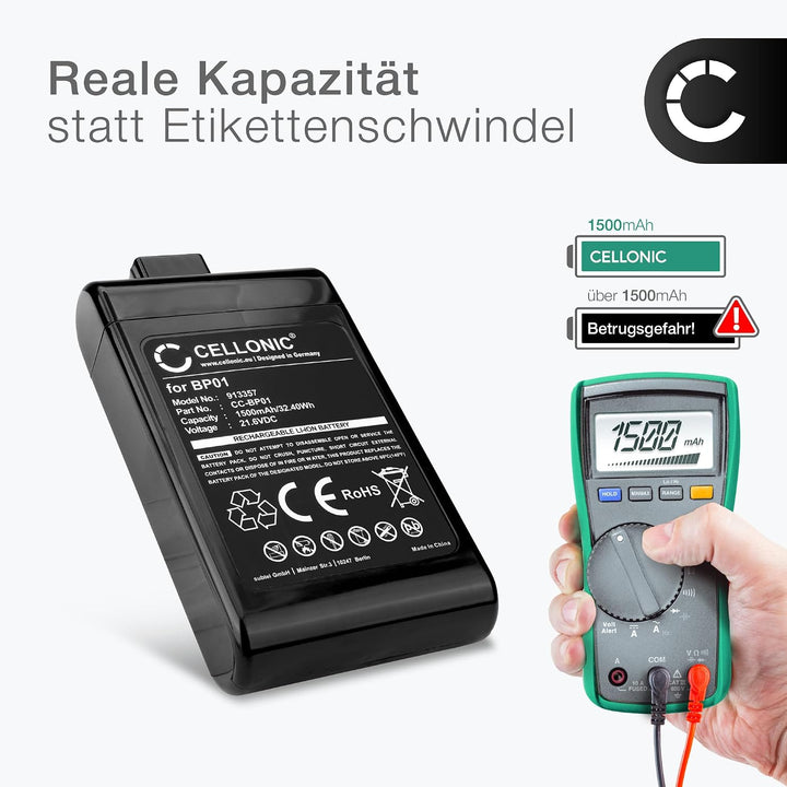CELLONIC 1x Akku kompatibel mit Dyson D12 Cordless Vacuum, DC-16 | 1x, (1500mAh-21.6V-Lithium-Ionen)