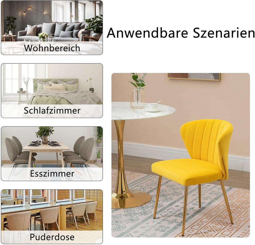 Sepnine Moderne Esszimmerstühle Samt, Küchenstuhl,Gepolsterter Sitzfläche aus Komfortschaum,mit Meta