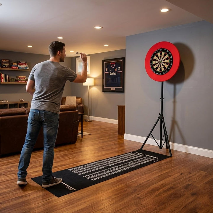 Dart Set, Dardboard, LED Ringlicht, Selbstheilende Umrandung, Befestigungsständer, Höhenverstellbare