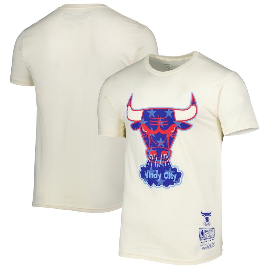 Mitchell and Ness NBA Americana Tee, XXL Chicago Bulls - Cream