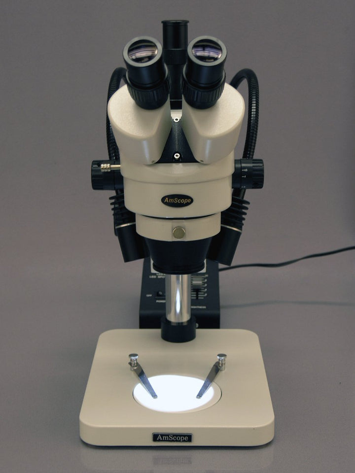 AmScope SM-1TSZ-L6W Trinokulares Inspektion Zoom Stereomikroskop mit Schwanenhals-LED-Leuchten, 3.5X
