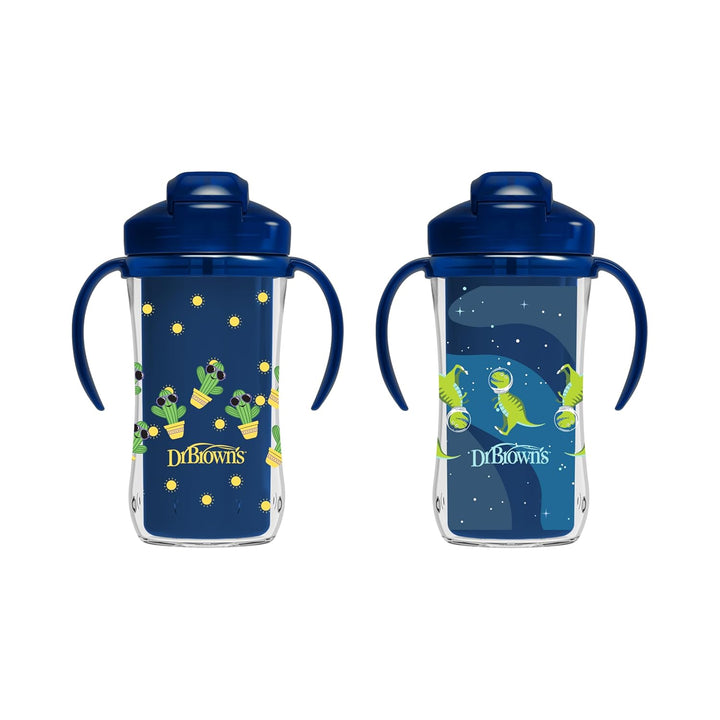 Dr. Brown's Milestones Isolier-Trinkhalm-Becher, Blau, 2 Stück Blau Straw Cup, Blau Straw Cup
