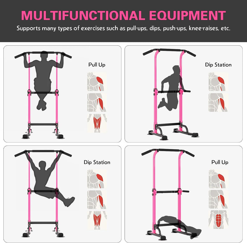 soges Dip-Station Kraftturm mit Klimmzugstange Multifunktions Krafttraining klimmzugturm,Ideal für H