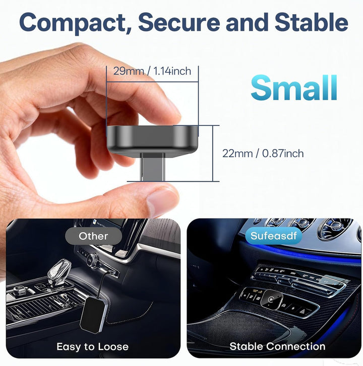 2026 Upgraded 2-in-1 Wireless CarPlay &amp; Android Auto Adapter, Type-C | Wired to Wireless Dongle | Pl
