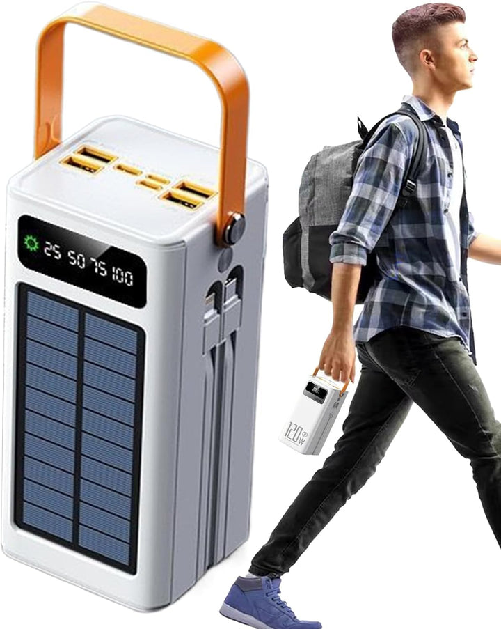 Solarladegerät Für Smartphones | 120W Outdoor Powerbank,50000mAh Überlebensausrüstung mit Licht 4 Au