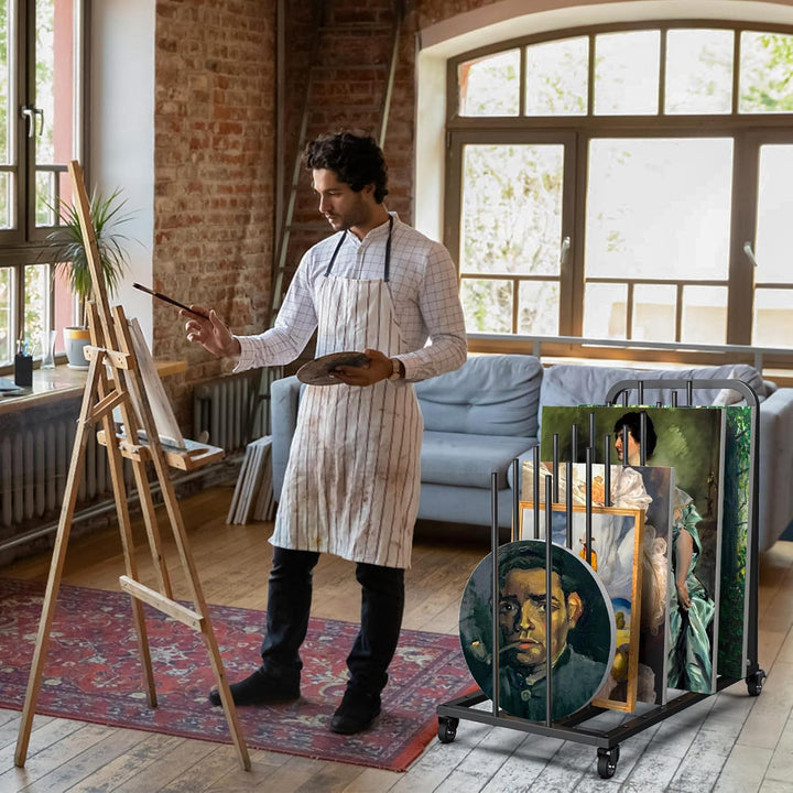 uyoyous Mobile Kunst-Trockengestell 80×83×45cm Trockengestell für Kunst Einstellbares Intervall Kuns