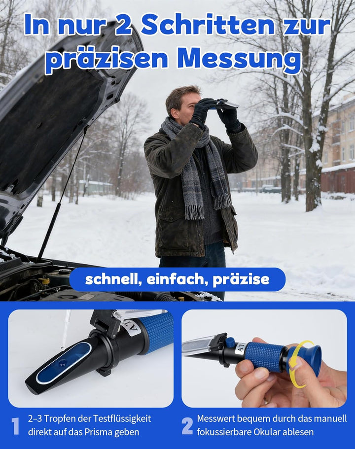 4-in-1 Frostschutz Refraktometer Frostschutzprüfer kühlmittel Tester für Ethylenglykol(G11,G12), Pro