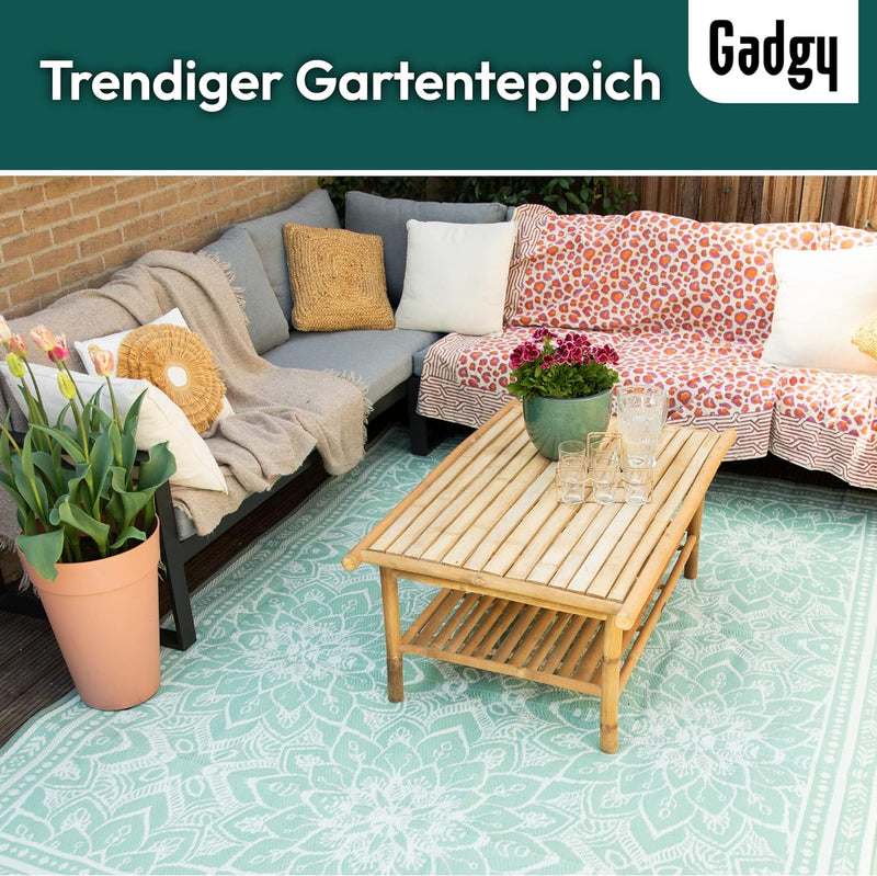 Gadgy Outdoor Teppich Wetterfest - Stylischer Balkon Teppich Wasserfest und UV-Beständig - Wendbarer