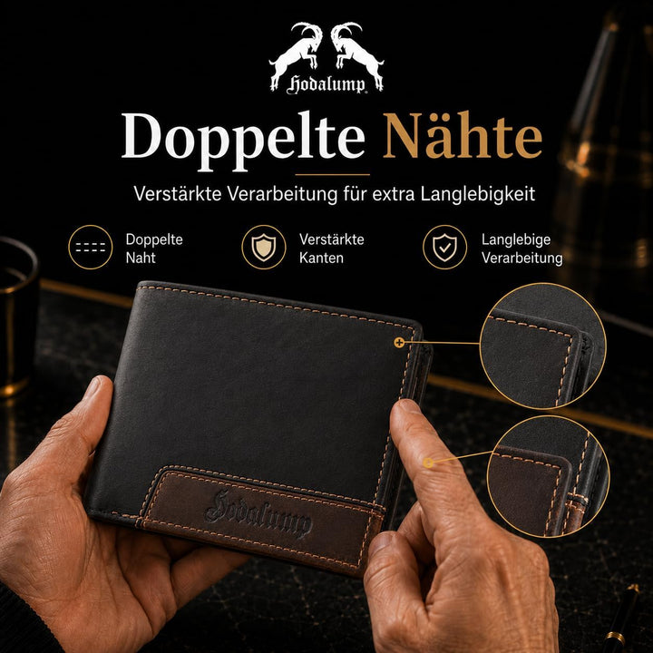 hodalump Echt-Leder Geldbörse • Premium Geldbeutel für Damen und Herren mit RFID-Schutz • Langlebige