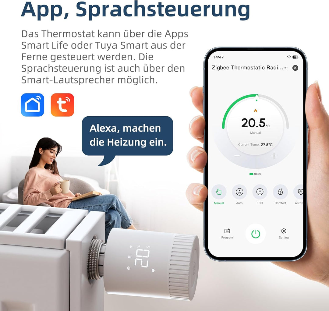 Beok Smart Heizkörperthermostat Zigbee Heizungsthermostat Raumthermostat Digital Benötigt Tuya Gatew
